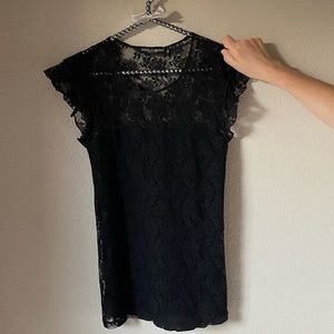 Dolce&Gabbana silk lace see through back black ruffled top